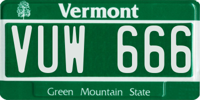 VT license plate VUW666
