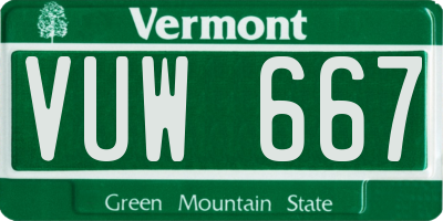 VT license plate VUW667