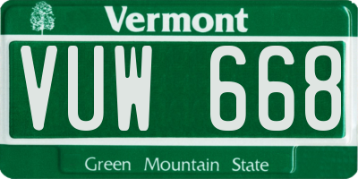 VT license plate VUW668