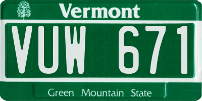VT license plate VUW671