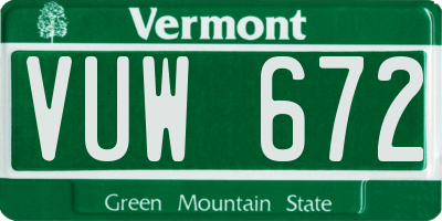 VT license plate VUW672