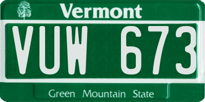 VT license plate VUW673