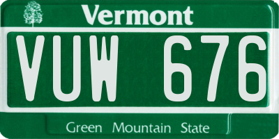 VT license plate VUW676