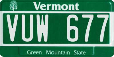 VT license plate VUW677
