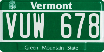 VT license plate VUW678