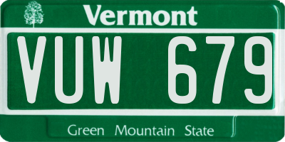 VT license plate VUW679