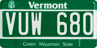 VT license plate VUW680