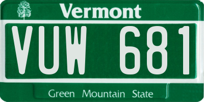 VT license plate VUW681