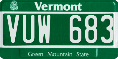 VT license plate VUW683