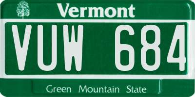 VT license plate VUW684