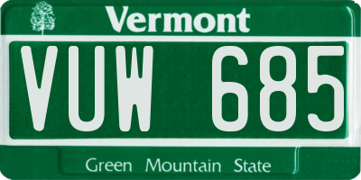 VT license plate VUW685