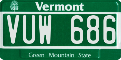 VT license plate VUW686