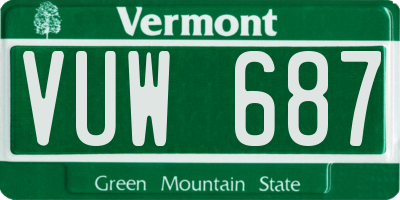 VT license plate VUW687