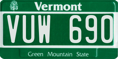 VT license plate VUW690