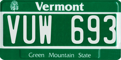 VT license plate VUW693