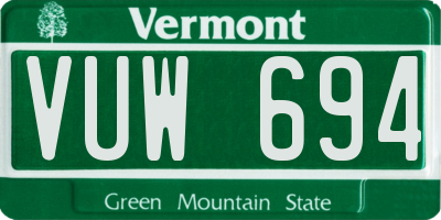 VT license plate VUW694