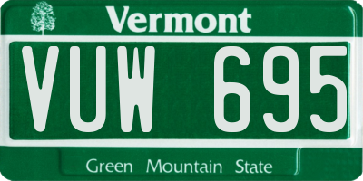 VT license plate VUW695