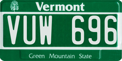 VT license plate VUW696