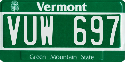 VT license plate VUW697