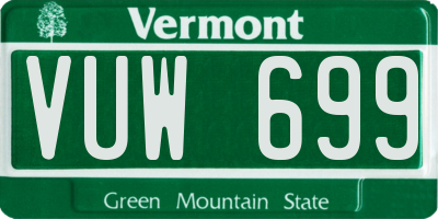 VT license plate VUW699