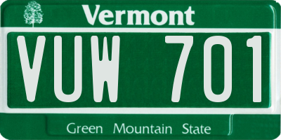 VT license plate VUW701