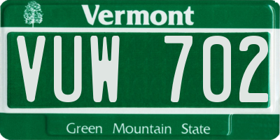 VT license plate VUW702