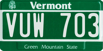 VT license plate VUW703