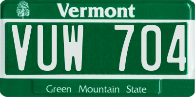 VT license plate VUW704