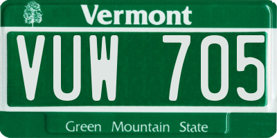 VT license plate VUW705