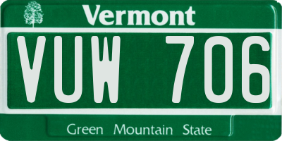 VT license plate VUW706