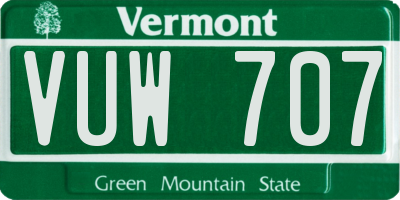 VT license plate VUW707