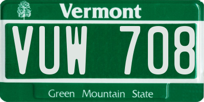 VT license plate VUW708