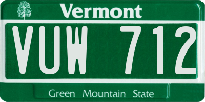VT license plate VUW712