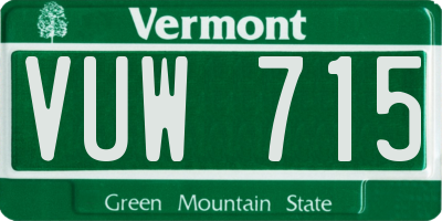 VT license plate VUW715
