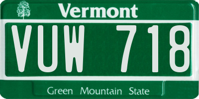 VT license plate VUW718