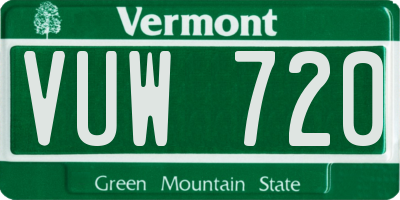 VT license plate VUW720