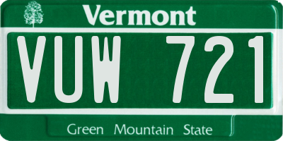 VT license plate VUW721
