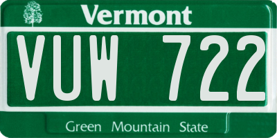VT license plate VUW722