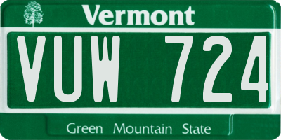 VT license plate VUW724