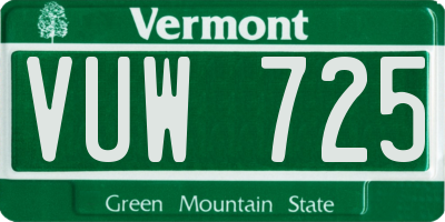 VT license plate VUW725