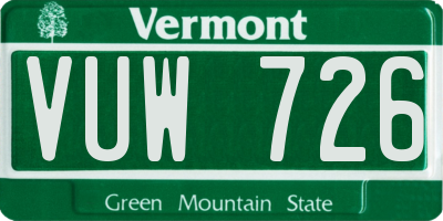 VT license plate VUW726