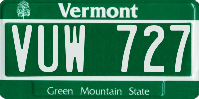 VT license plate VUW727