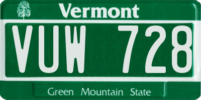 VT license plate VUW728