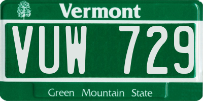 VT license plate VUW729