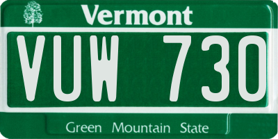 VT license plate VUW730