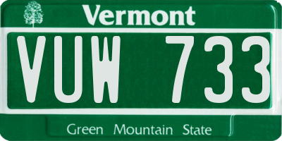 VT license plate VUW733