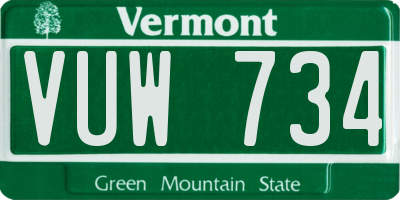 VT license plate VUW734