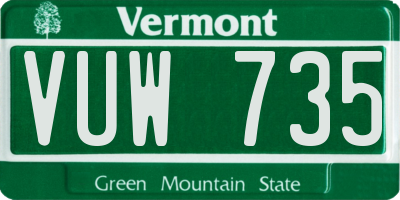 VT license plate VUW735