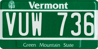 VT license plate VUW736
