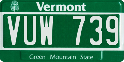 VT license plate VUW739